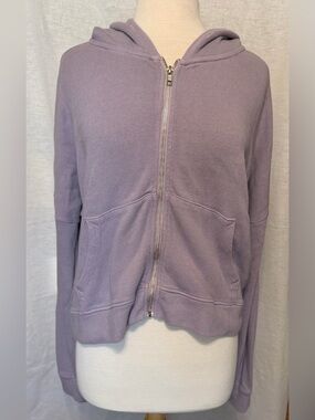 Wildfox Women's Lavender Zip-Up Hoodie - Casual Everyday Sweatshirt size L